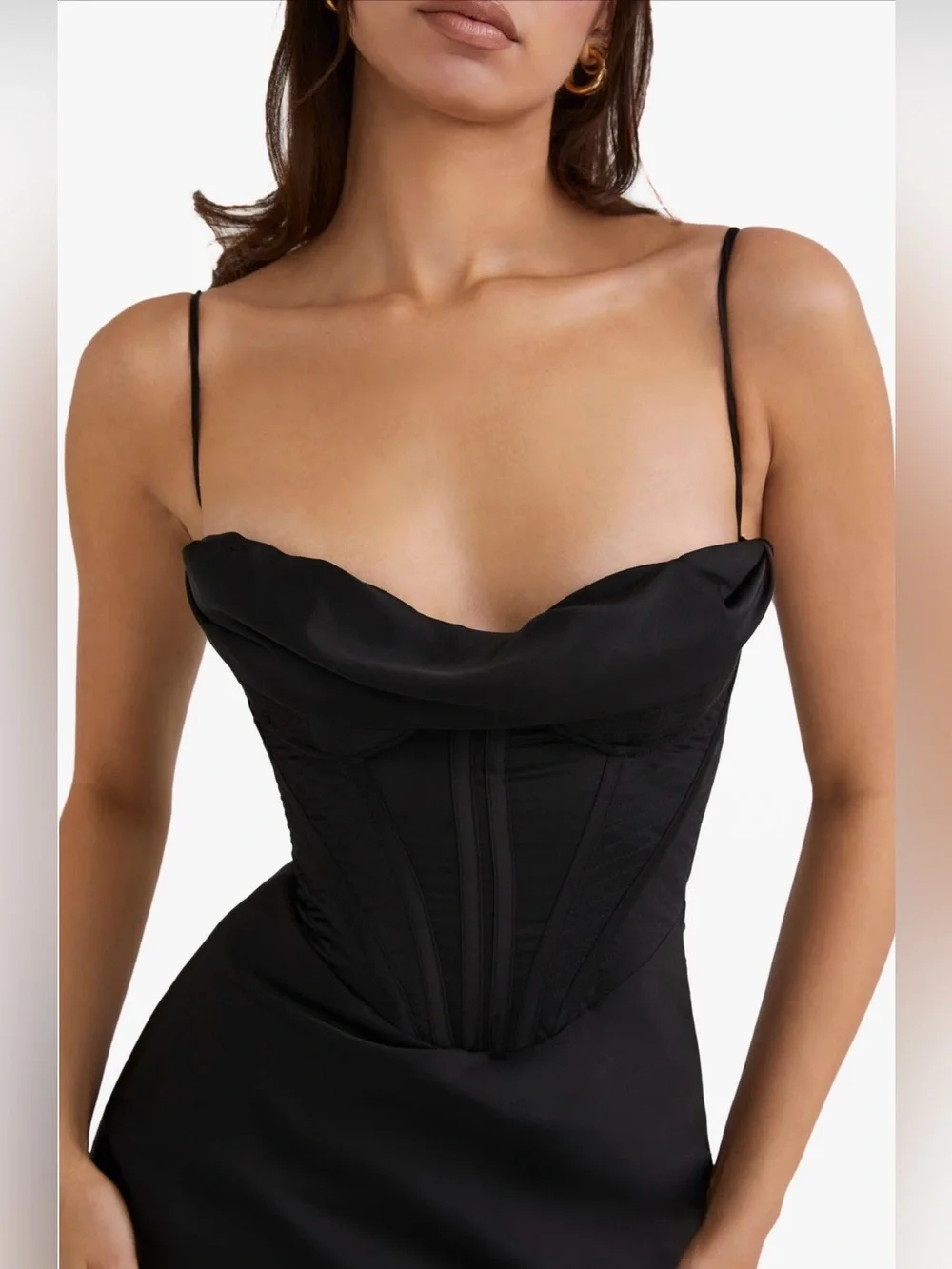 House of CB Black Satin Corset Dress - Picture 3 of 13